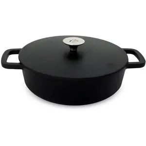Baumalu - Légumier fonte + couvercle Black Design induction noir mat - D.26 cm T.U pas cher