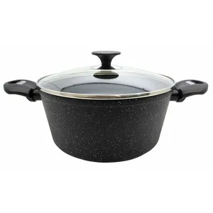 Baumalu - Faitout +couvercle aluminium forgé Granit Evolution induction noir - D.24 cm T.U