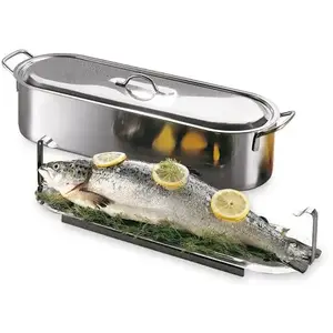 Baumalu - Saumonière avec grille à induction grise - 67.5x19.5x14 cm T.U pas cher