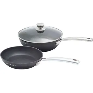 Lot sauteuse 24 cm + poêle 20 cm - BAUMALU - Black edition - Avec couv... pas cher
