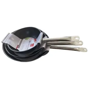 Comparateur de prix : BAUMALU Lot De 3 Poeles - - Gastronomie - 20 / 24 / 28 Cm - Acier Inoxydable
