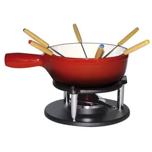 Comparateur de prix : Service à fondue savoyarde fonte rouge 20 cm - 6 pers. Baumalu