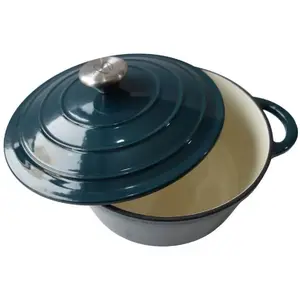 Cocotte BAUMALU24 cm - Forme ronde - Bleu vert