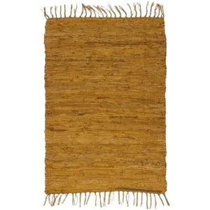 Thedecofactory - stairs - Tapis en cuir tressé camel 60x90