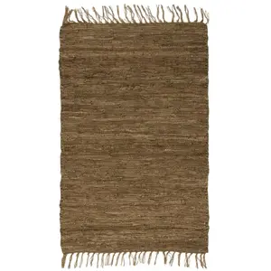 The Deco Factory Tapis artisanal en cuir tissé à plat - STAIRS - 60x90cm - Taupe