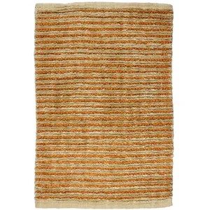 The Deco Factory Tapis en jute artisanal LIGNES - STABILO - 60 x 90 cm - Orange / Beige