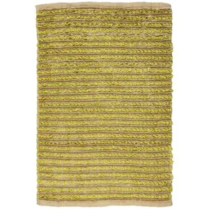 MonBeauTapis Thedecofactory - stabilo ligne - Tapis bi-texture beige et anis 60x90 pas cher