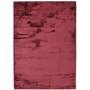 THEDECOFACTORY FLANELLE - Tapis extra-doux effet velours rouge foncé 185x290 pas cher