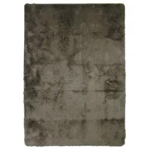 THE DECO FACTORY Tapis lavable à base fine et souple extra doux taupe 190x290