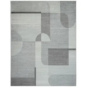 Arizona - tapis salon doux moderne motifs géométriques gris 190x240 pas cher