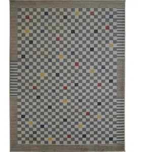 The Deco Factory RAMINE - Tapis effet laineux motif damier multicolore 195x270