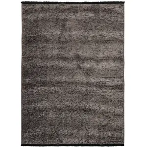 The Deco Factory Tapis tissé plat coton noir et reflet lumière anthracite 160x230 pas cher
