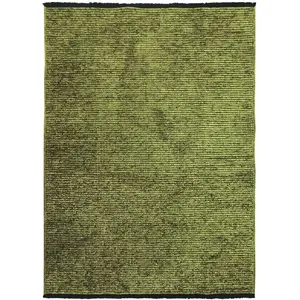 The Deco Factory Tapis tissé plat coton noir et reflet lumière vert 160x230