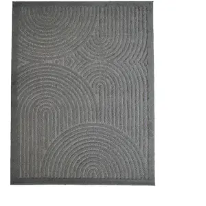 NEW AGE DECO - Tapis motif arc en relief en relief gris 160x220 pas cher