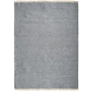 THEDECOFACTORY ESSENCE - Tapis en jute et coton avec franges 160 x 230 cm Gris Clair pas cher