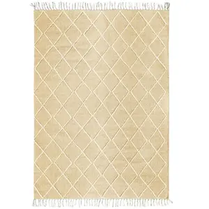 The Deco Factory Tapis coton motif croisillons en laine épaisse naturel 160x230 pas cher