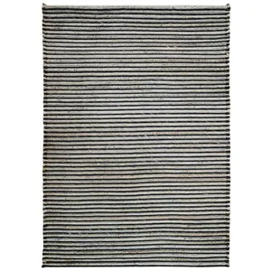 THEDECOFACTORY Tapis en laine, jute et coton tresse gris 160x230 160 x 230 cm pas cher