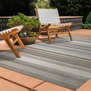 THEDECOFACTORY LAGUNA BAY - Tapis d'extérieur/intérieur motifs lignes beige 160x230 pas cher