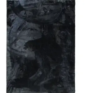 Tendrement - tapis salon doux uni gris foncé 160x220 pas cher