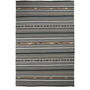 THEDECOFACTORY Tapis - THE DECO FACTORY - KELIM - Réversible - Laine - 160 x 230 cm - Gris pas cher