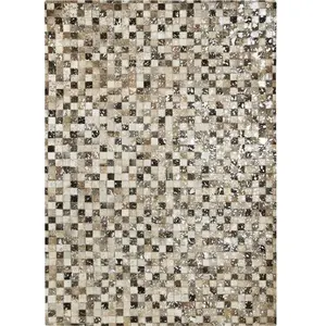 The Deco Factory Tapis recyclé cuir éclats argentés gris clair 160x230 160 x 230 cm