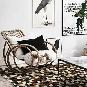 Comparateur de prix : THEDECOFACTORY Cuir - Tapis en cuirs recyclés motif mosaïque marron multi 160x230