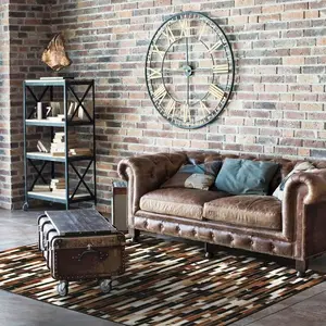 THEDECOFACTORY Tapis en cuirs recyclés lignes marron multi 160x230 160 x 230 cm