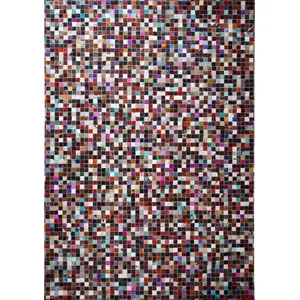 THEDECOFACTORY Tapis en cuirs recyclés motif mosaïque marron multi 160x230Vendu paramazon