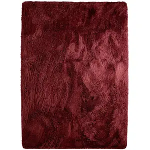 THE DECO FACTORY Tapis lavable à base fine et souple extra doux rouge bourgogne 160x230 pas cher