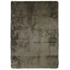 THE DECO FACTORY Tapis lavable à base fine et souple extra doux taupe 160x230 pas cher