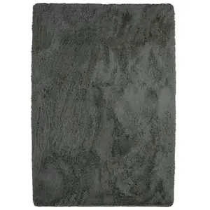 THE DECO FACTORY Tapis lavable à base fine et souple extra doux gris foncé 160x230 pas cher