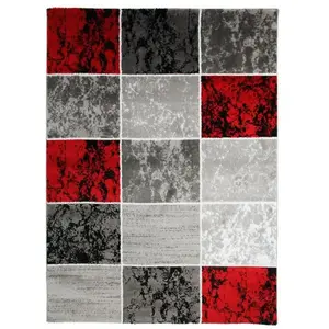 Comparateur de prix : THE DECO FACTORY Tapis vintage à motifs cubes rouge 160x230 160 x 230 cm