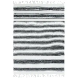 The Deco Factory Tapis 100% coton lignes noir-gris-blanc 160x230 160 x 230 cm