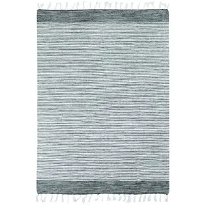 The Deco Factory Tapis 100% coton bandes gris-blanc 160x230 160 x 230 cm pas cher