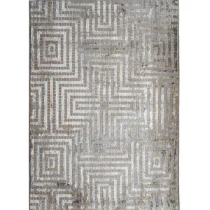 THEDECOFACTORY Mediane laby - Tapis vintage motif labyrinthe gris beige 160x230 pas cher