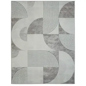 Thedecofactory OSLO - Tapis moderne à motifs graphiques gris 160x230 pas cher