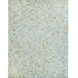 Comparateur de prix : Thedecofactory Tapis en cuirs recyclés blanc et doré 160x230