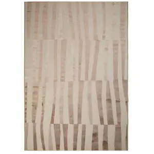 Urbano lignes - tapis de salon à relief moderne marron clair 160x230 pas cher