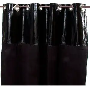 THEDECOFACTORY MARTIAL - Rideau en faux cuir et suédine noir 140x250 pas cher