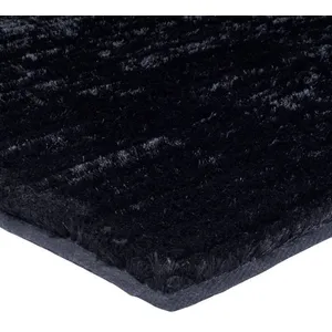 Thedecofactory - viking - Tapis à poils longs effet soyeux noir 190x200 pas cher