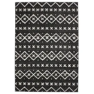 The Deco Factory Tapis toucher laineux imprimé motifs ethniques noir 133x190 133 x 190 cm