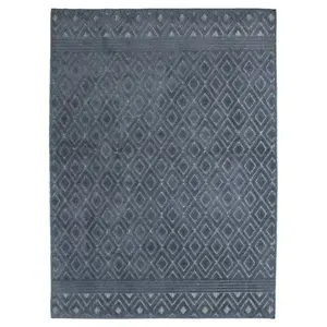 Thedecofactory - vintage relief - Tapis à motifs losanges bleu 133x180 pas cher