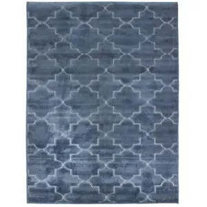 Thedecofactory - vintage relief - Tapis à motifs arabesques bleu 133x180 pas cher
