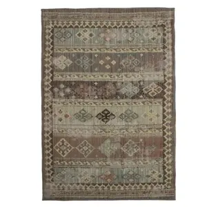 The Deco Factory MARRAKECH VINTAGE - Tapis motifs lignes orientaux marron 133x190 pas cher