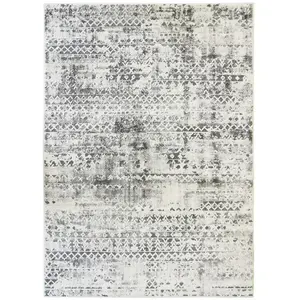The Deco Factory Tapis extra-doux motif croisillons crème argent 120x170 pas cher