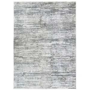 THEDECOFACTORY VESTALE LINES - Tapis extra-doux motif lignes gris crème 120 x 170 cm Beige pas cher