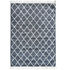 THEDECOFACTORY Tapis coton croisillons en laine gris foncé 120x170 120 x 170 cm pas cher