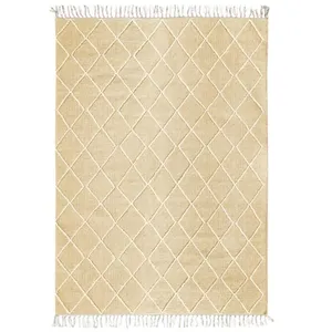 The Deco Factory Tapis coton motif croisillons en laine épaisse naturel 120x170 pas cher