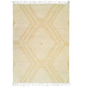 The Deco Factory Tapis en coton avec motifs zig zag en laine épaisse naturel 120x170 pas cher