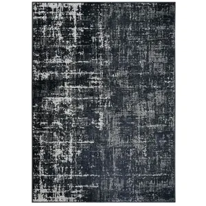 THEDECOFACTORY The Deco Factory STELLE - Tapis effet patiné vintage gris/noir 120 x 170 cm pas cher